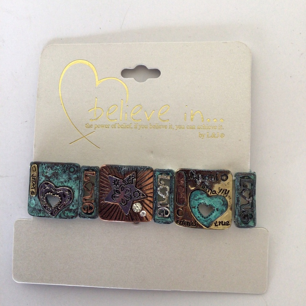 BELIEVE IN …BY L & J JEWELRY STRETCH BRACELET NWT